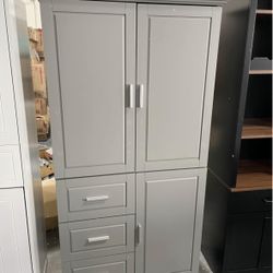 Assembled New Bathroom Storage Cabinet with Three Drawers and Doors Wide Pantry Cupboard for Kitchen