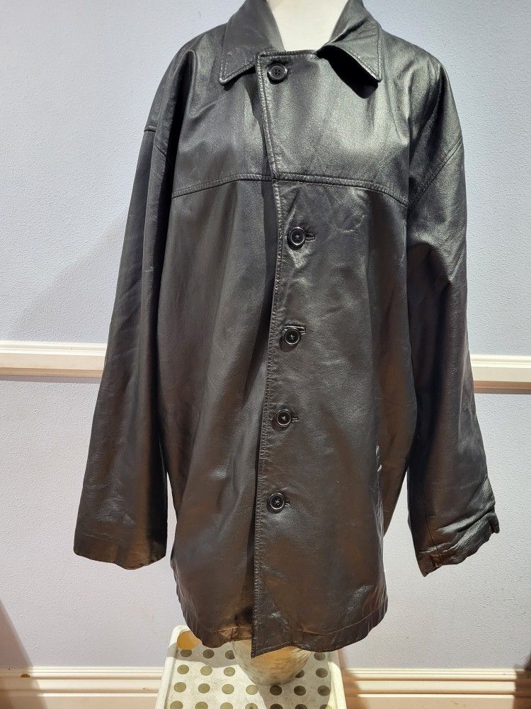 Men's Leather Coat Size Large