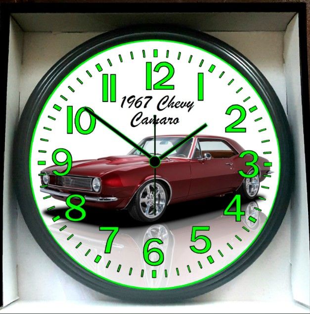 1967 Chevy Camaro Glow In The Dark Wall Clock New!