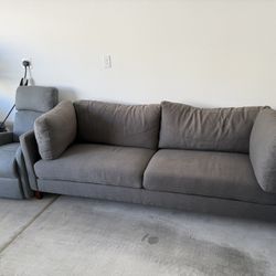 Grey Couch and Recliner