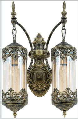 Gothic Amber Glass Wall Sconce for Bedroom