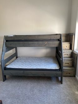 Wooden Bunk bed and stairs with built in storage