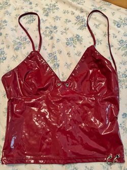 Red Patent Vinyl Crop Top/Tank Top