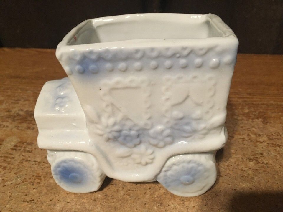 Vintage Planter Pastel Car Planter White And Blue