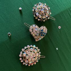 3 Barrettes With Missing Stones