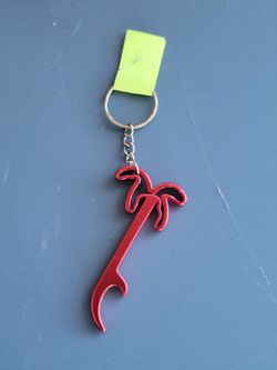 PalmTree Bottle Opener Keychain, Red Anodized Aluminum