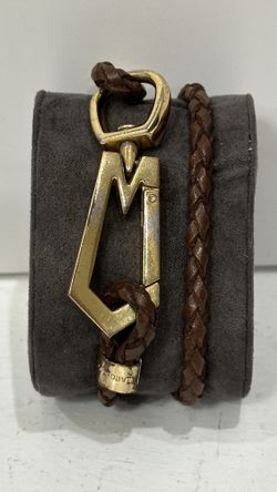 Marc Jacobs Brown Braided Double Wrap Bracelet – Gold-Tone M Clasp