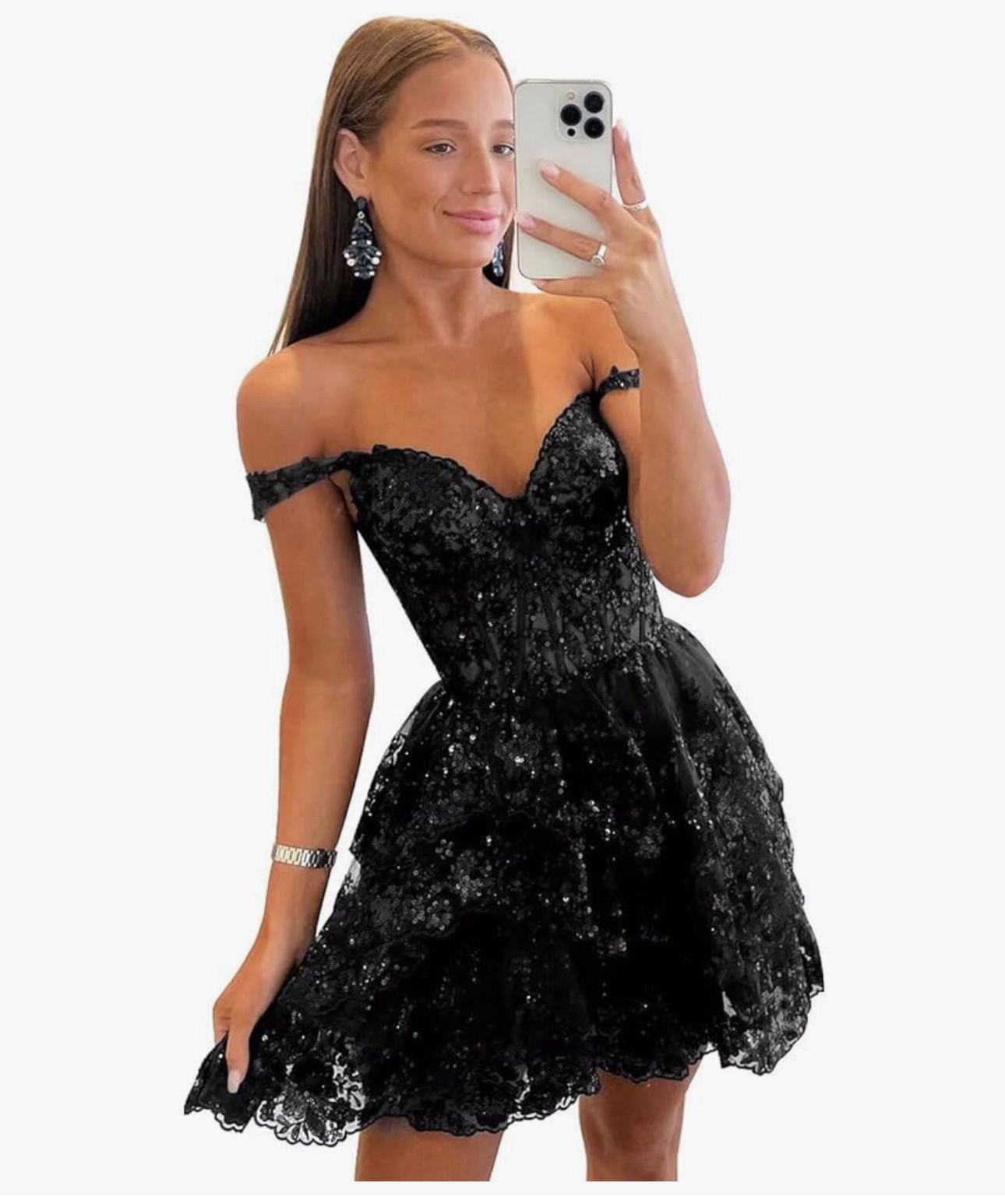 Short Lace Appliques Homecoming Dresses for Teens Corset Prom Dress Puffy Evening Formal Gown 10 US