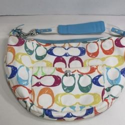 Coach Hampton Multi-Color Hobo Purse With COA