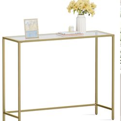Glass Console Table With Gold Metal Frame