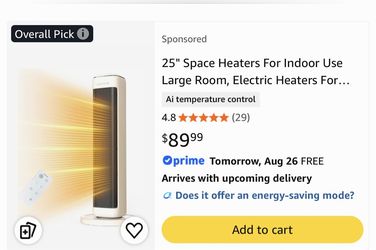 Airmate 25" Space Heater For Indoor Use Large Room,
