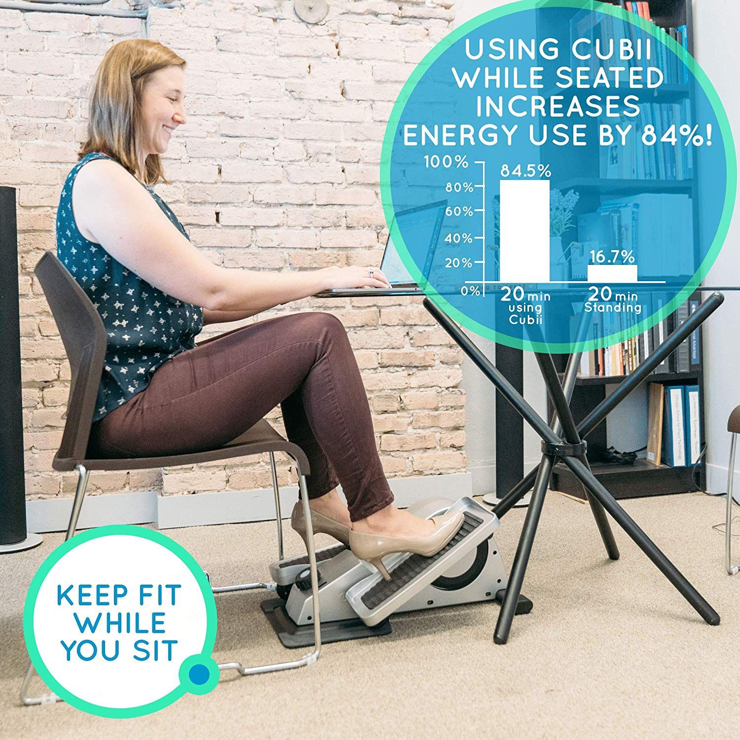 Cubii Pro Seated Under Desk Elliptical Trainer, Bluetooth