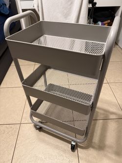 3-Tier Metal Rolling Utility Cart - Gray