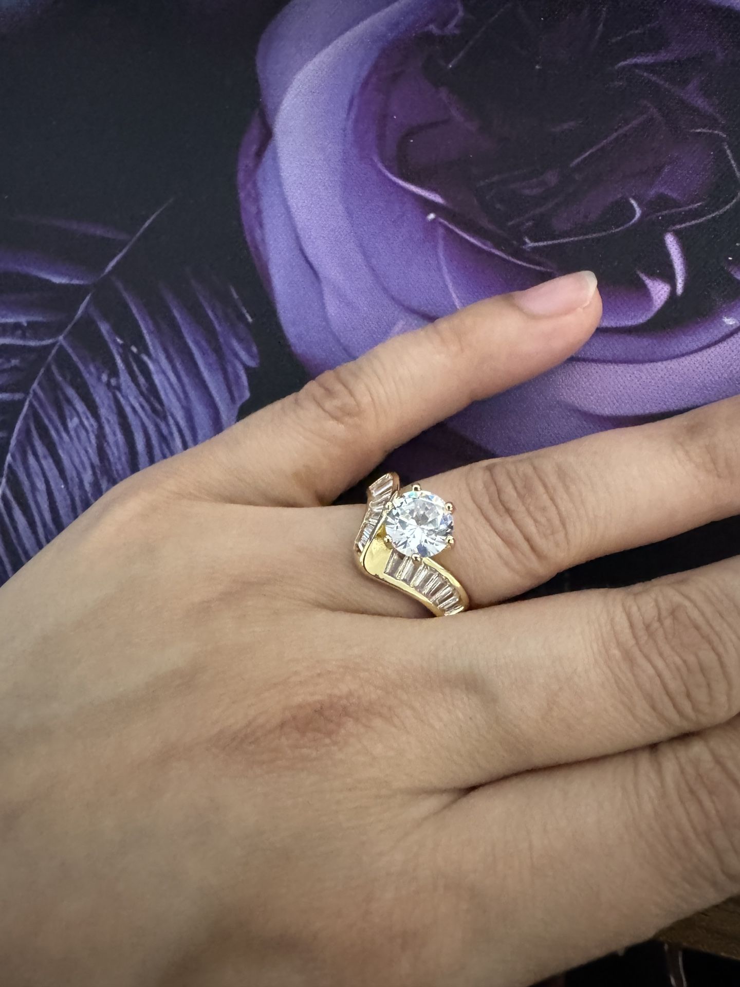 Women's Elegant Rhinestone Decorated Ring, Fashion Solitaire Ring for Party, Daily Clothing Decor, Trendy All-match & Exquisite Cubic Zirconia Jewelry