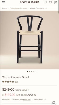 2 Wishbone Midcentury Counter Stool