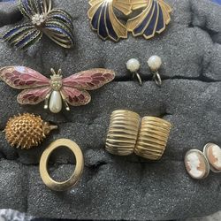 Vintage Broach And Earrings