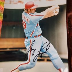 GREG LUZINSKI PHILADELPHIA PHILLIES AUTOGRAPHED SIGNED 8”x10” W/PHOTO,  COA ,& Schedule from show 
