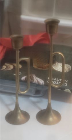 Antique brass candlestick holders