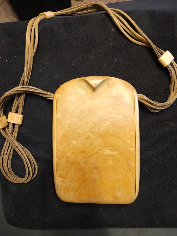 Hand Carved Signed And Numbered Wood Purse