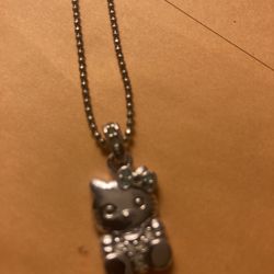 Silver Hello Kitty Cat  Pendant Necklace 
