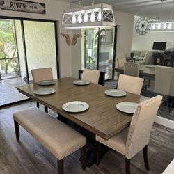 Johnelle Dining Table and 4 Chairs and Bench
