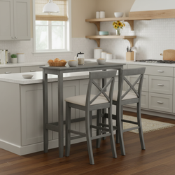 Harlow 48" Farmhouse Bar Height Dining Table Set with 2 Chairs