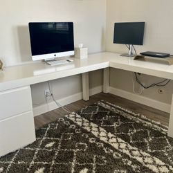 West Elm L-Shaped Desk & File Cabinet Set