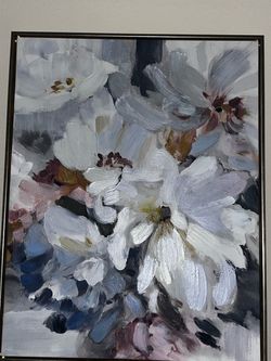 Floral art canvas with brass frame