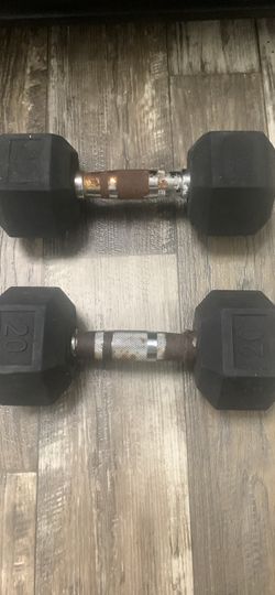 20 lb Rubber Hex Dumbbells Pair