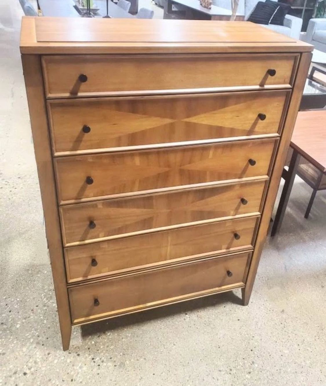 New 6 Drawer Acacia Chest Dresser Mid Century Modern