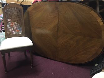 1960s Vintage Solid Wood Dining Table w/ 6 Chairs