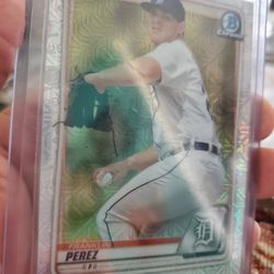 Detroit Tigers Franklin Perez 2020 Bowman Chrome Prospects Mojo Refractor Rookie Card 