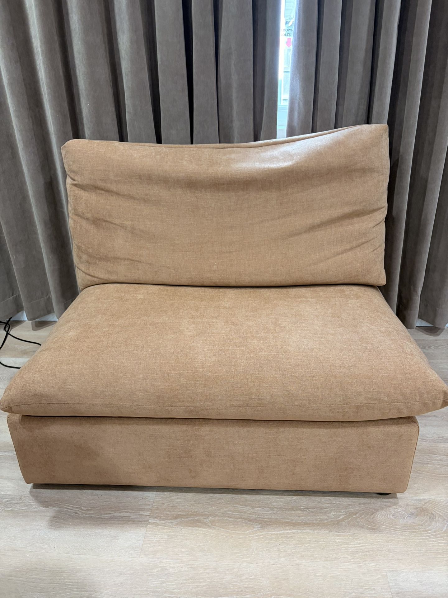 Restoration Hardware (RH) Armless Lounge Chair – Modern Tan