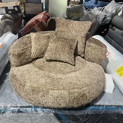 New Bean Bag Chair Sofa with Pillows, Beanbag Lazy Chair for Living Room, Stuffed Round Sofa Chair Fluffy Sofa Bed, with Arms, for Bedroom, Dorm Room,