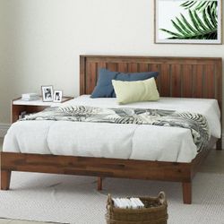 ZINUS Vivek Deluxe Wood QUEEN Platform Bed Frame wHeadboard, Wood Slat Support