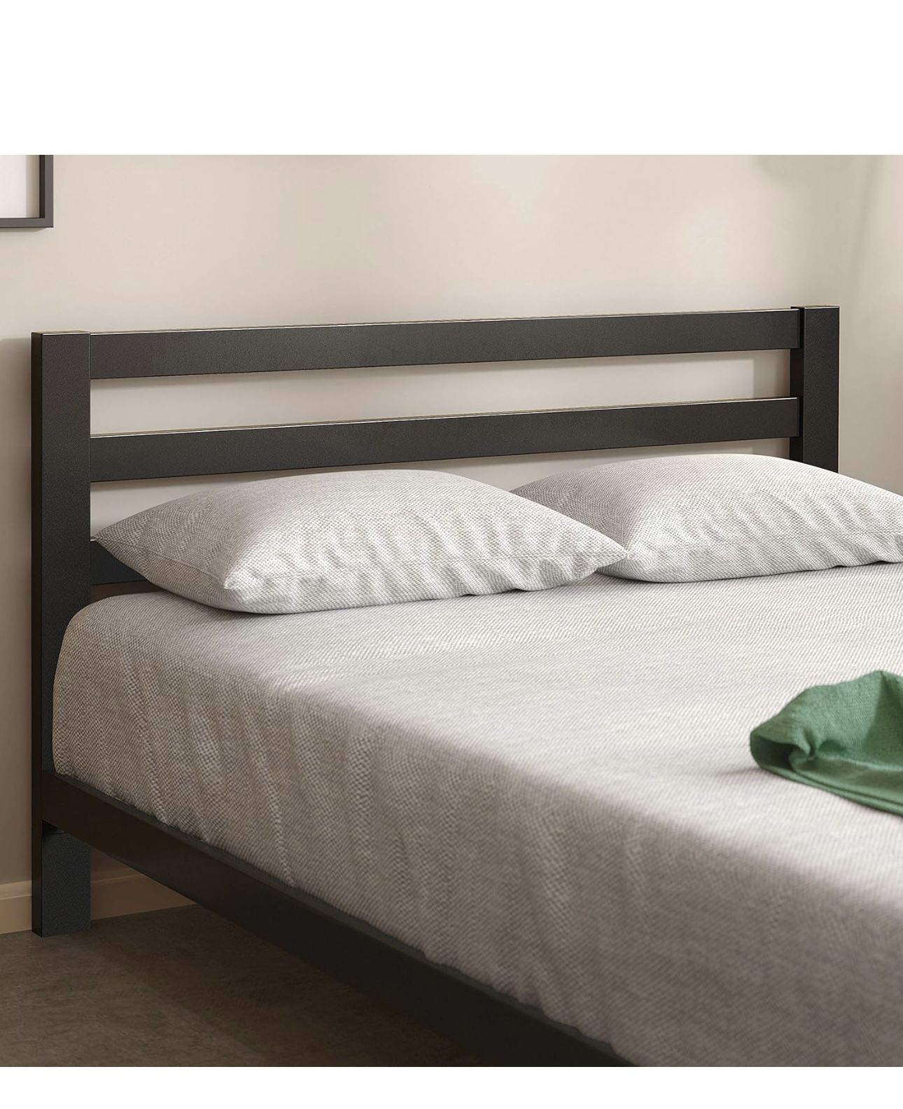 Metal Platform Bed Frame with Headboard, Full Size 