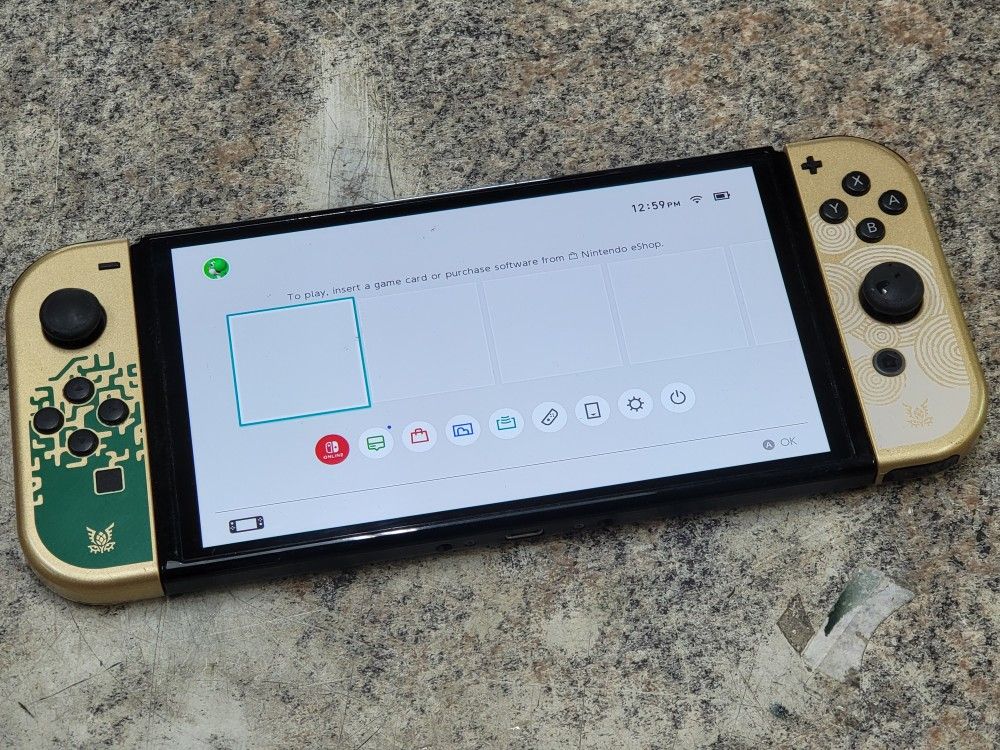 Nintendo Switch OLED Zelda edition switch system with cord memory card