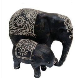 Exotic India Decorated Hand Painted ELEPHANT STATUE  9" X 7" Inches Beautiful!