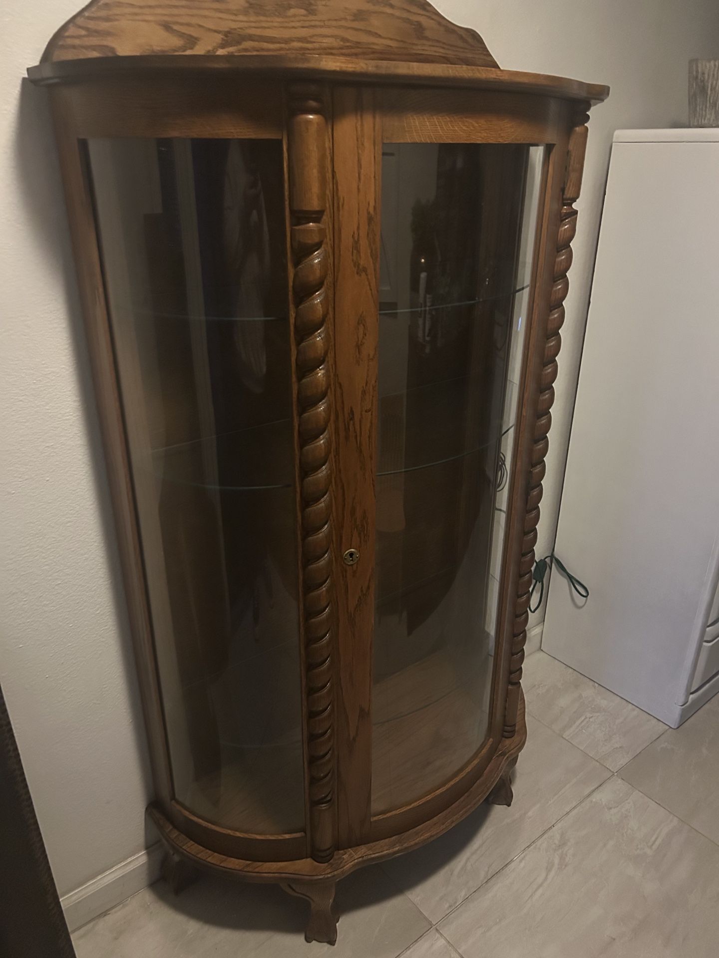 Vintage Oak Curio Cabinet