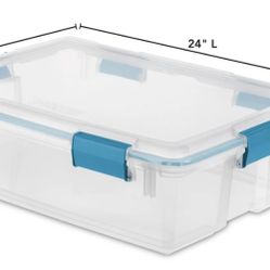Sterilite 37 Qt. Gasket Plastic Storage Box Bin Blue