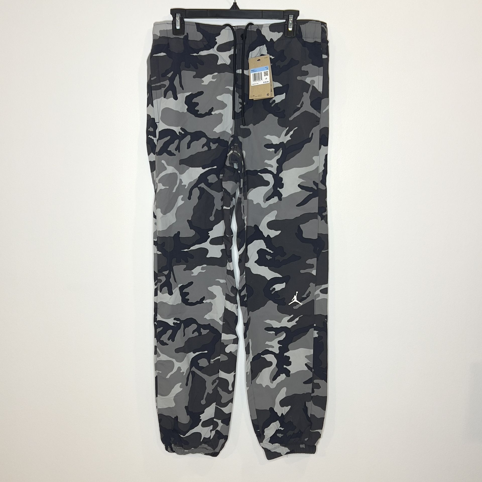 Nike Air Jordan MVP Camo Black/Gray Woven Jogger Pants Men’s Size M FZ3529-010