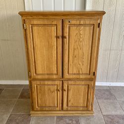 Wooden Armoire Computer Desk Cabinet Wood Office Furniture (H: 57” W: 37” D: 22”)