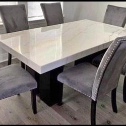 White furniture Marble Top Dining Table On A Special