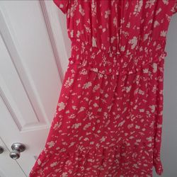 Sienna Sky Pink Floral Off Shoulder Ruffle Midi Sundress Size M