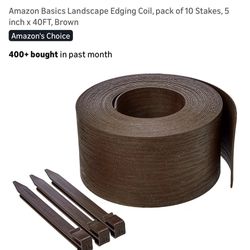 Amazon Basics Landscape Edging Coil, pack of 10 Stakes, 5 inch x 40FT, Brown