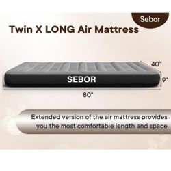 Camping Air Mattress, X-Long Twin Airbed Height 9", Portable Inflatable Air Bed for Camping, Travel, and Home Use, Easy to Inflate and Deflate-Black G