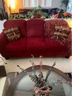 Red Sofa and Loveseat- Super Comfortable!