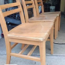 Vintage Solid Wood Library Chairs (3)
