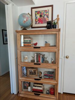 Oak Barrister Bookcase, Set of 2 with Glass Doors