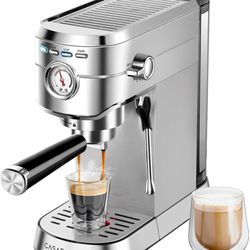 CASABREWS CM5418 Espresso Machine 20 Bar, Compact Espresso Maker with Steam Milk Frother, Stainless Steel Coffee Machine with 34oz Removable Water Tan